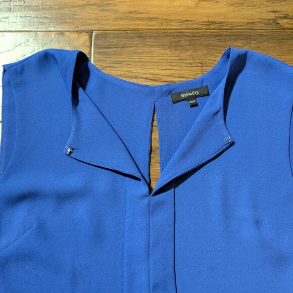 RW&CO peplum keyhole sleeveless top blue size XS - Picture 12 of 16